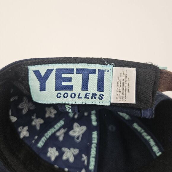 Yeti Coolers Leather Strap Full Panel Low Pro Hat Cap Adjustable OSFM Navy Blue - Picture 7 of 8